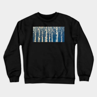 Winter White Birch Trees on Blue Background Crewneck Sweatshirt